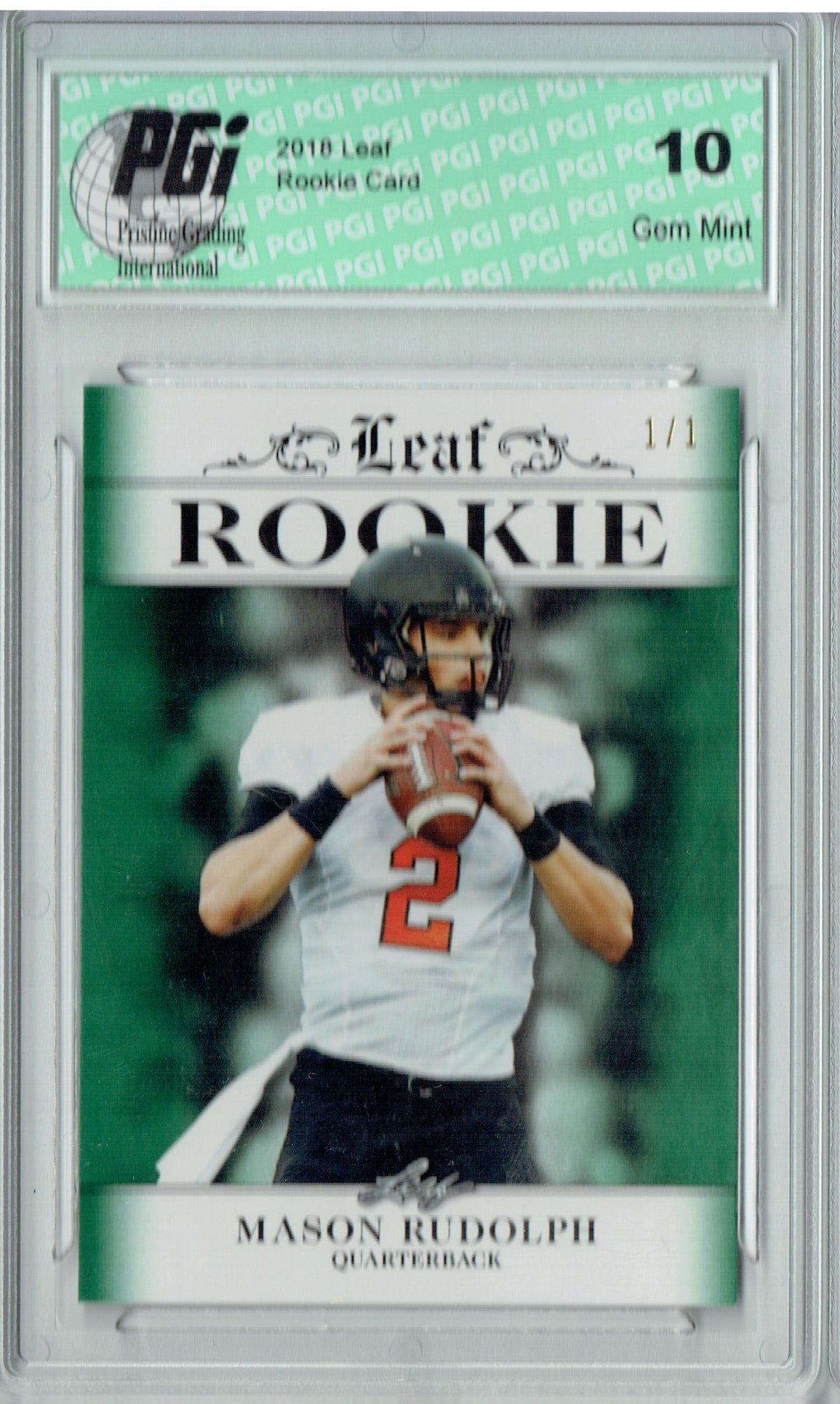 Mason Rudolph 2018 Leaf Excl. #RA-09 Emerald Blank Back 1/1 Rookie Car ...