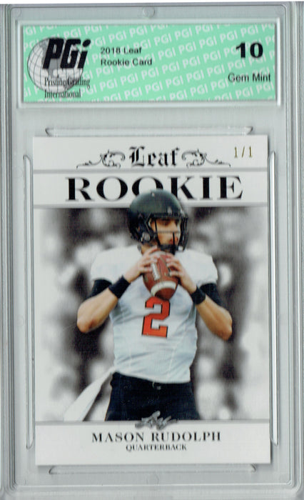 Mason Rudolph 2018 Leaf Excl. #RA-09 White Blank Back 1/1 Rookie Card PGI 10