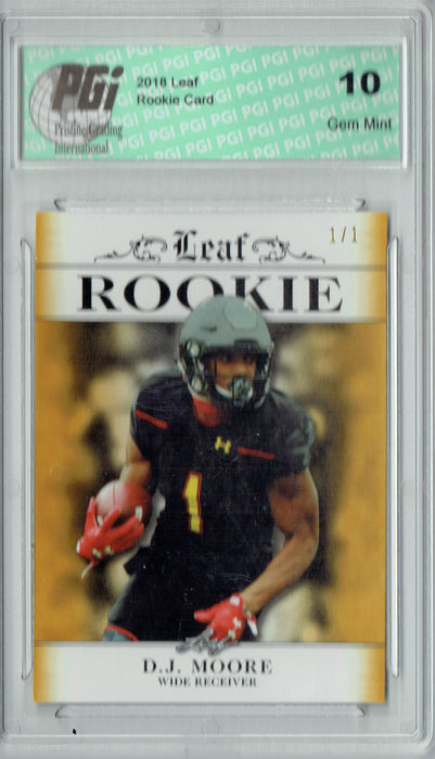 D.J. Moore 2018 Leaf Exclusive #RA-06 Gold Blank Back 1/1 Rookie Card PGI 10