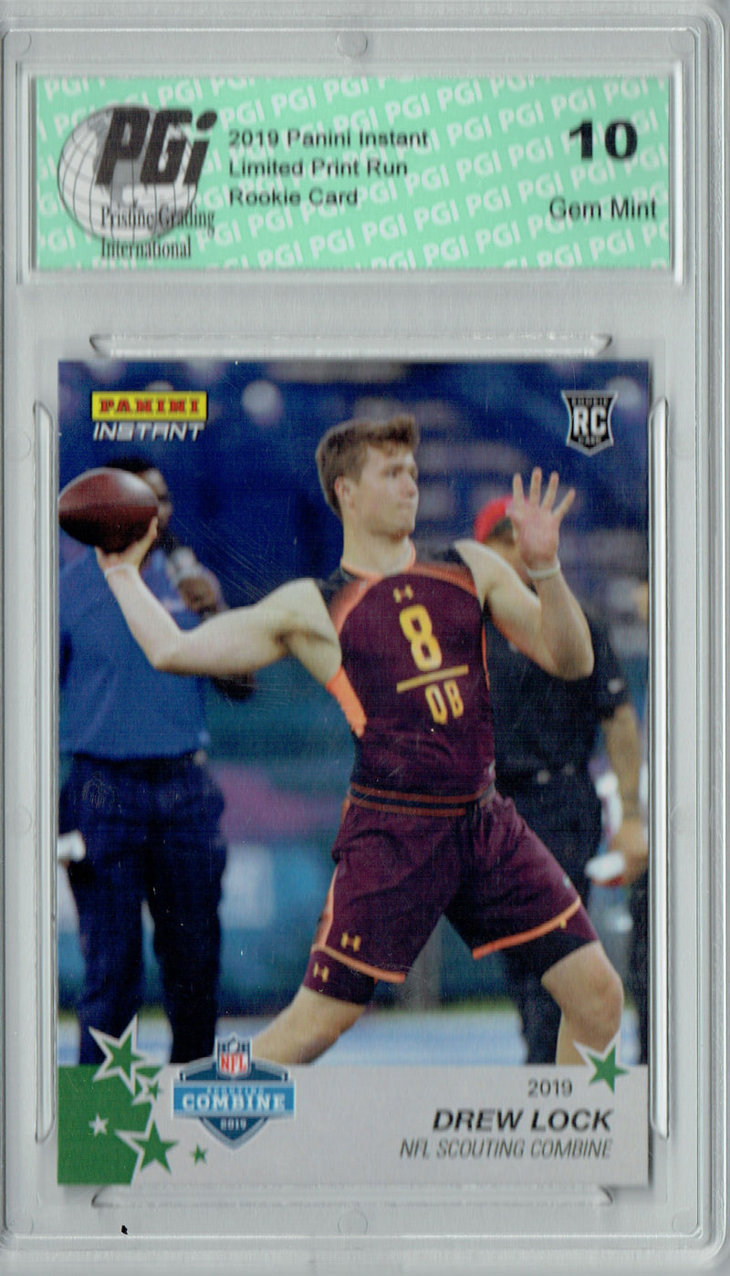 Drew Lock 2019 Panini Instant Combine #2, 10 Made, 1st Rookie Card PGI 10