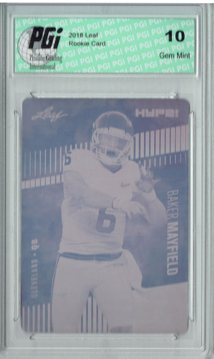 Baker Mayfield 2018 Leaf HYPE! #3 Rare Magenta Plate 1 of 1 Rookie Card PGI 10