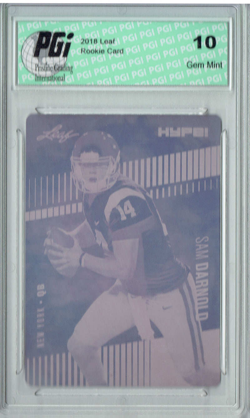Sam Darnold Rookie Card New York PGI 10 Gem Mint Football Trading Card 2018 Leaf HYPE! #4 Rare Magenta Plate 1 of 1
