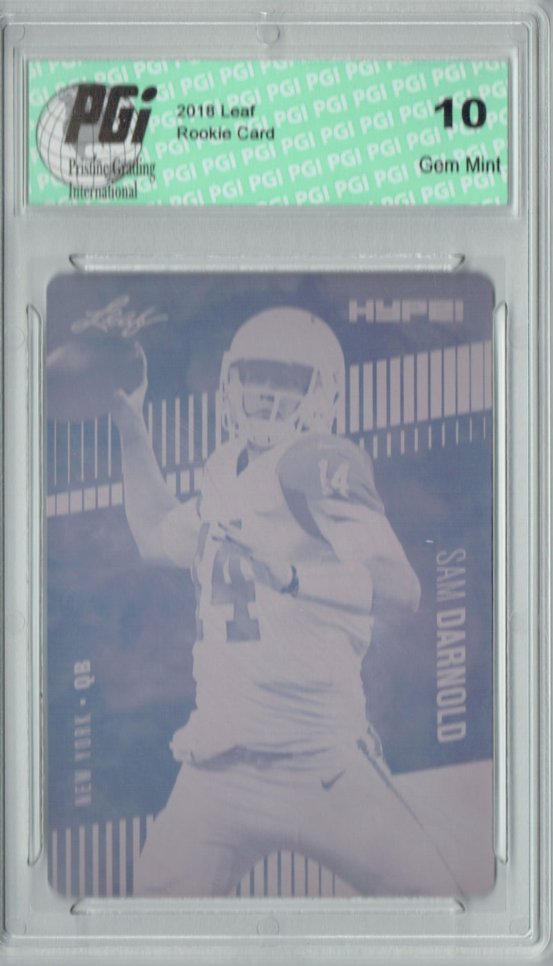 Sam Darnold Rookie Card New York PGI 10 Gem Mint Football Trading Card 2018 Leaf HYPE! #4A Rare Magenta Plate 1 of 1