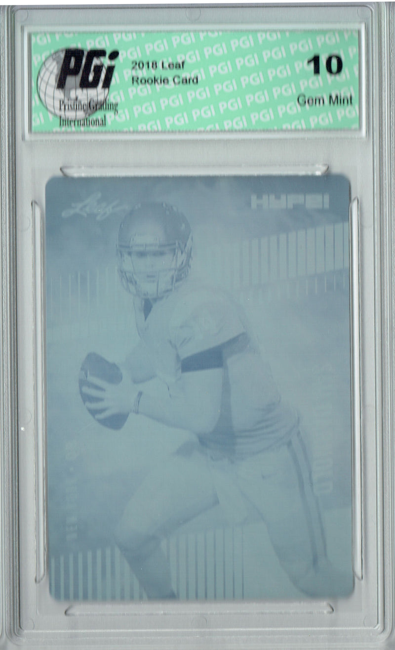 Sam Darnold Rookie Card New York PGI 10 Gem Mint Football Trading Card 2018 Leaf HYPE! #4 Rare Cyan Plate 1 of 1