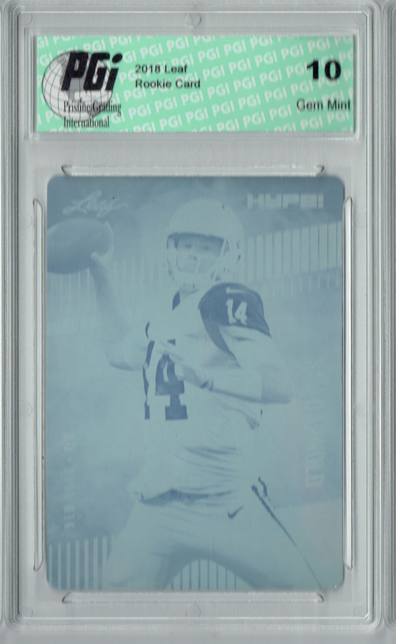 Sam Darnold Rookie Card New York PGI 10 Gem Mint Football Trading Card 2018 Leaf HYPE! #4A Rare Cyan Plate 1 of 1