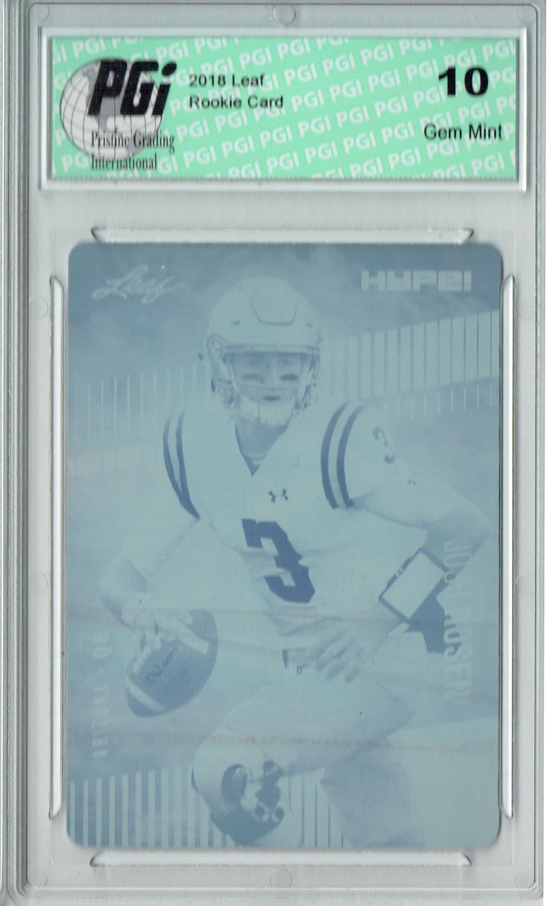 Josh Rosen Rookie Card Arizona PGI 10 Gem Mint Football Trading Card 2018 Leaf HYPE! #6 Rare Cyan Plate 1 of 1