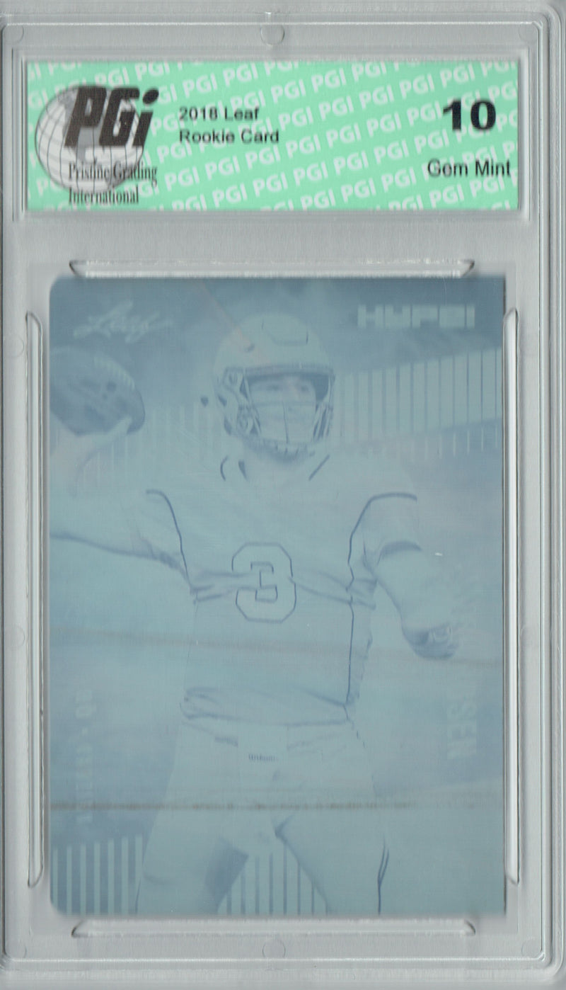 Josh Rosen Rookie Card Arizona PGI 10 Gem Mint Football Trading Card 2018 Leaf HYPE! #6A Rare Cyan Plate 1 of 1