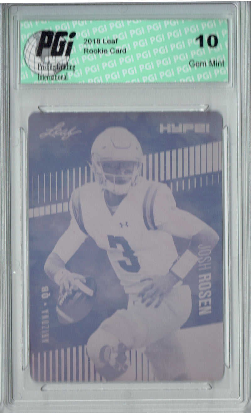 Josh Rosen Rookie Card Arizona PGI 10 Gem Mint Football Trading Card 2018 Leaf HYPE! #6 Rare Magenta Plate 1 of 1