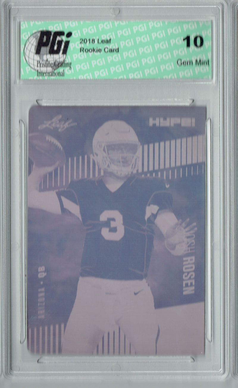 Josh Rosen Rookie Card Arizona PGI 10 Gem Mint Football Trading Card 2018 Leaf HYPE! #6A Rare Magenta Plate 1 of 1