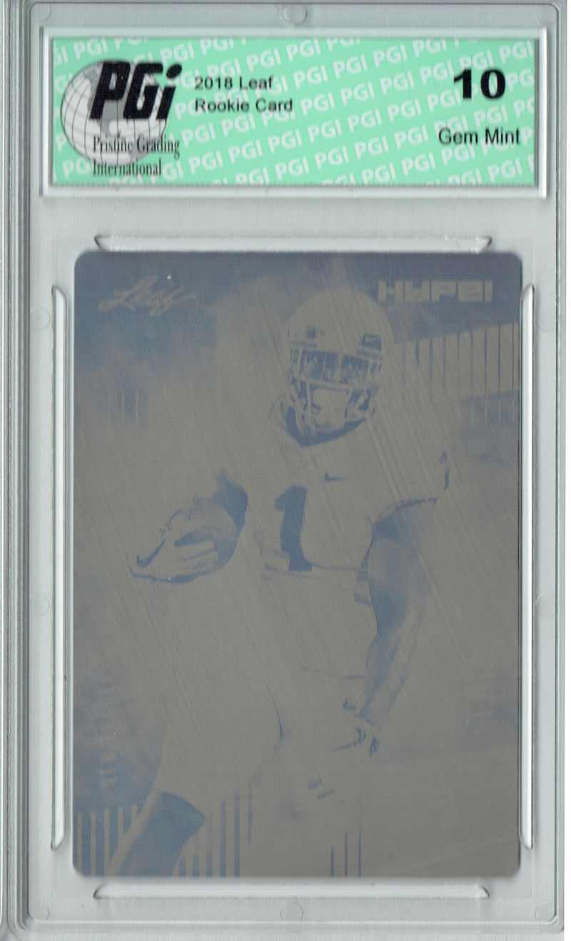 Sony Michel Rookie Card New England PGI 10 Gem Mint Football Trading Card 2018 Leaf HYPE! #7 Rare Black Plate 1 of 1