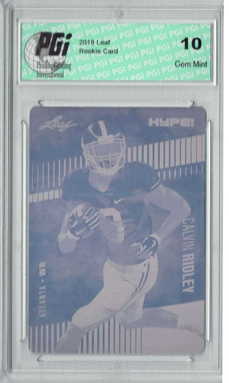 Calvin Ridley Rookie Card Atlanta PGI 10 Gem Mint Football Trading Card 2018 Leaf HYPE! #8 Rare Cyan Plate 1 of 1