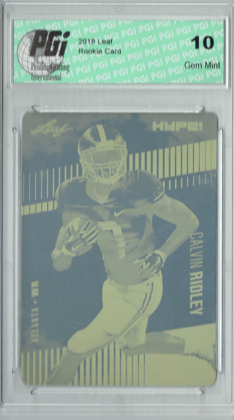 Calvin Ridley Rookie Card Atlanta PGI 10 Gem Mint Football Trading Card 2018 Leaf HYPE! #8 Rare Yellow Plate 1 of 1