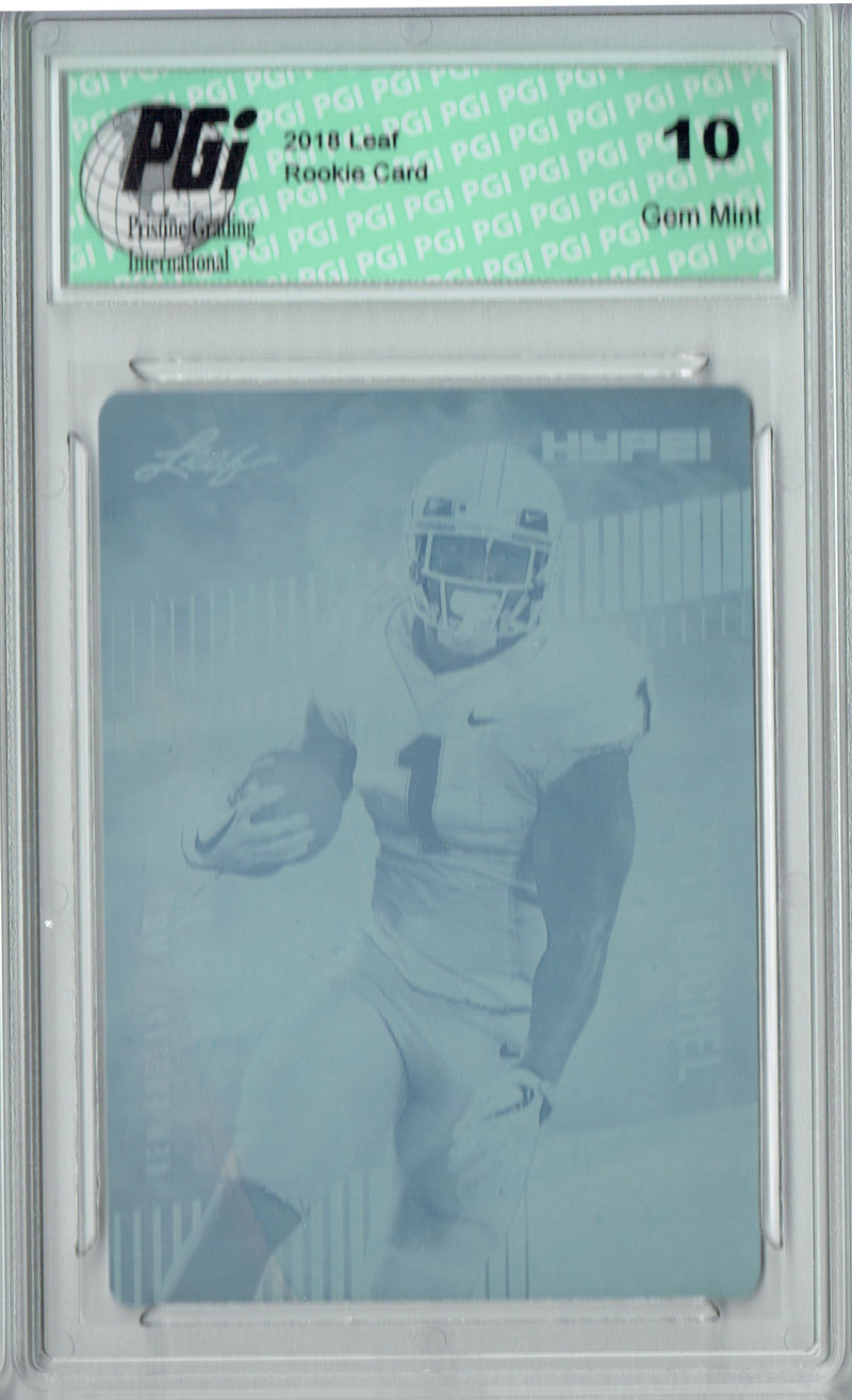 Sony Michel Rookie Card New England PGI 10 Gem Mint Football Trading Card 2018 Leaf HYPE! #7 Rare Cyan Plate 1 of 1