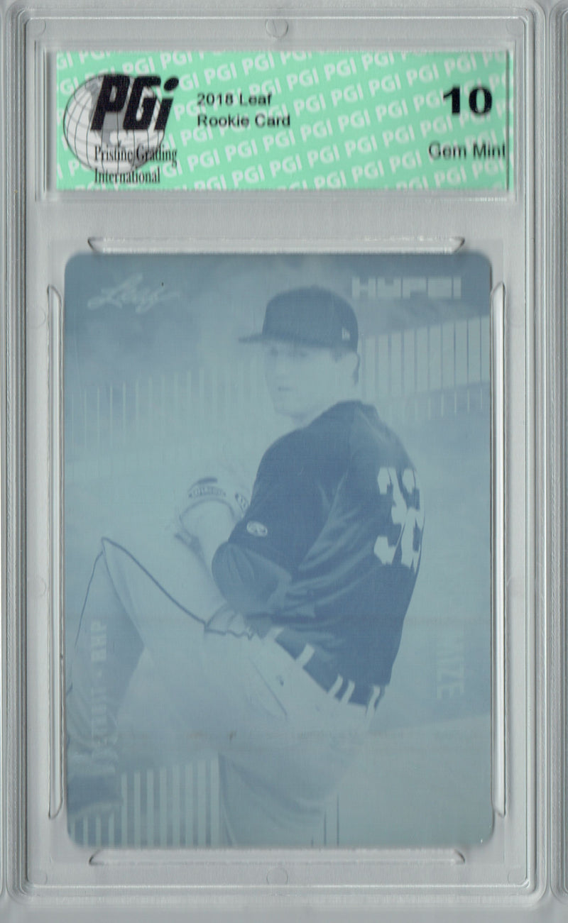 Casey Mize 2018 Leaf HYPE #11 Rare Cyan Plate 1 of 1 Rookie Card PGI 10