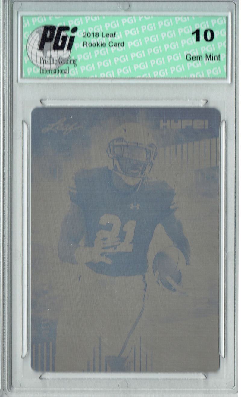 Kerryon Johnson Rookie Card Detroit PGI 10 Gem Mint Football Trading Card 2018 Leaf HYPE! #14 Rare Black Plate 1 of 1