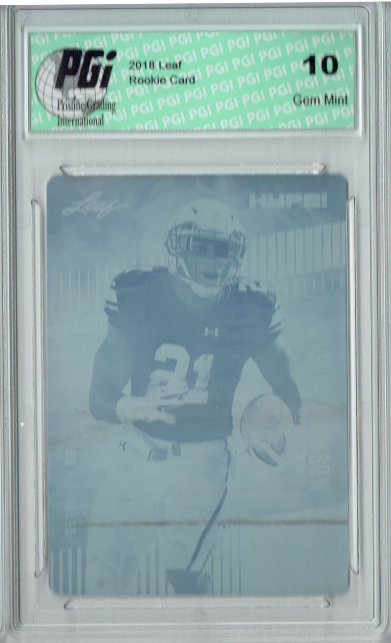 Kerryon Johnson Rookie Card Detroit PGI 10 Gem Mint Football Trading Card 2018 Leaf HYPE! #14 Rare Cyan Plate 1 of 1