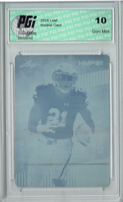 Kerryon Johnson 2018 Leaf HYPE! #14 Rare Cyan Plate 1 of 1 Rookie Card PGI 10