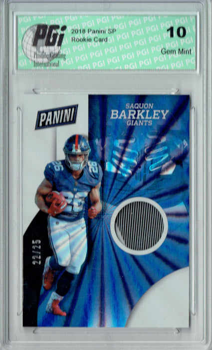 Saquon Barkley 2018 Panini #2 Glove SP, #22/25 Rookie Card PGI 10