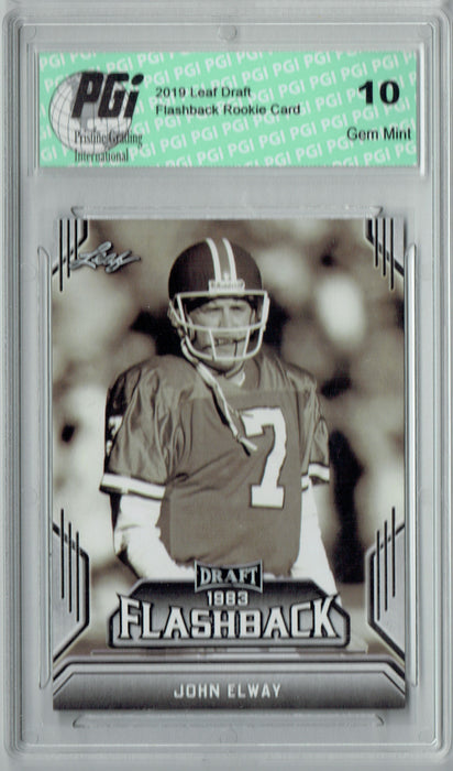 John Elway 2019 Leaf Draft #08 Flashback Rookie Card PGI 10