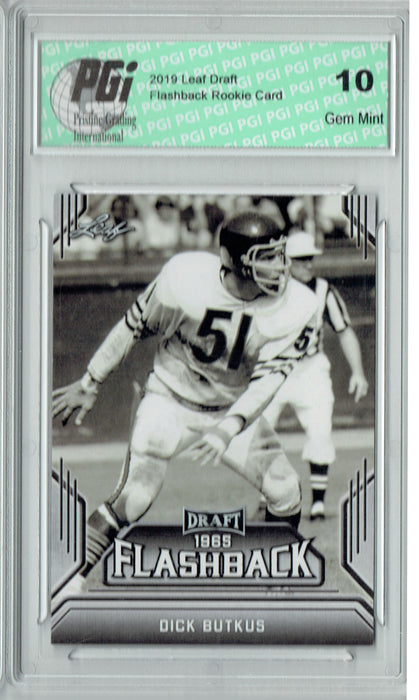 Dick Butkus 2019 Leaf Draft #04 Flashback Rookie Card PGI 10