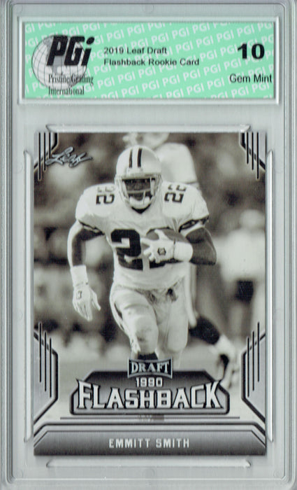 Emmitt Smith 2019 Leaf Draft #06 Flashback Rookie Card PGI 10