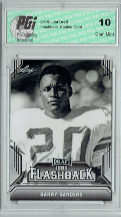 Barry Sanders 2019 Leaf Draft #01 Flashback Rookie Card PGI 10