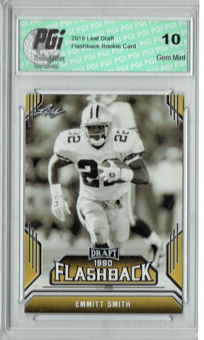 Emmitt Smith 2019 Leaf Draft #06 Gold Flashback Rookie Card PGI 10