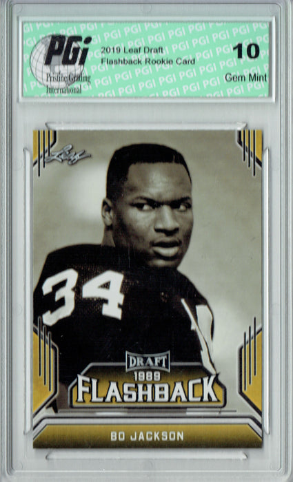 Bo Jackson 2019 Leaf Draft #02 Gold Flashback Rookie Card PGI 10