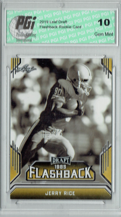 Jerry Rice 2019 Leaf Draft #07 Gold Flashback Rookie Card PGI 10