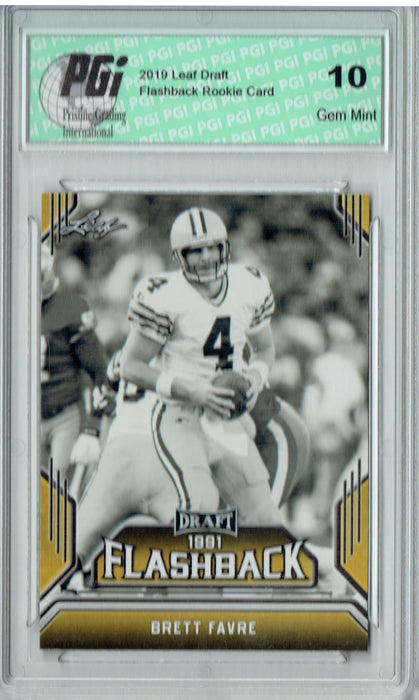 Brett Favre 2019 Leaf Draft #03 Gold Flashback Rookie Card PGI 10