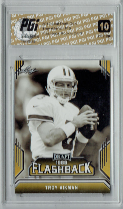 Troy Aikman 2019 Leaf Draft #10 Gold Flashback Rookie Card PRISTINE PGI 10