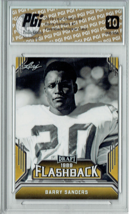 Barry Sanders 2019 Leaf Draft #01 Gold Flashback Rookie Card PRISTINE PGI 10