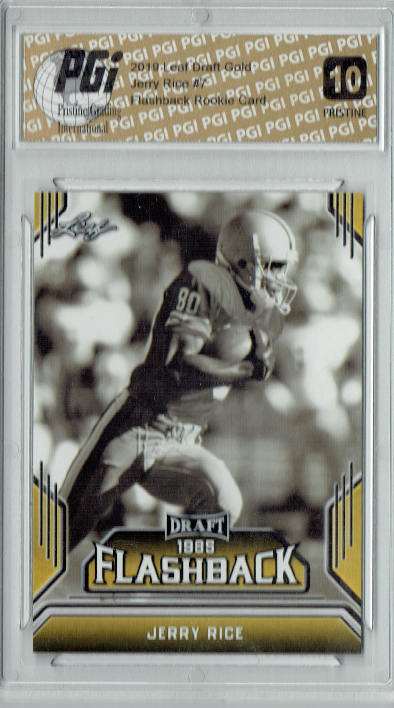 Jerry Rice 2019 Leaf Draft #07 Gold Flashback Rookie Card PRISTINE PGI 10