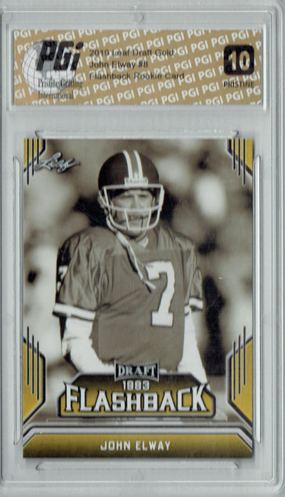 John Elway 2019 Leaf Draft #08 Gold Flashback Rookie Card PRISTINE PGI 10