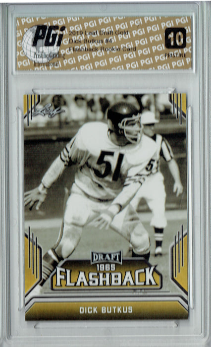 Dick Butkus 2019 Leaf Draft #04 Gold Flashback Rookie Card PRISTINE PGI 10