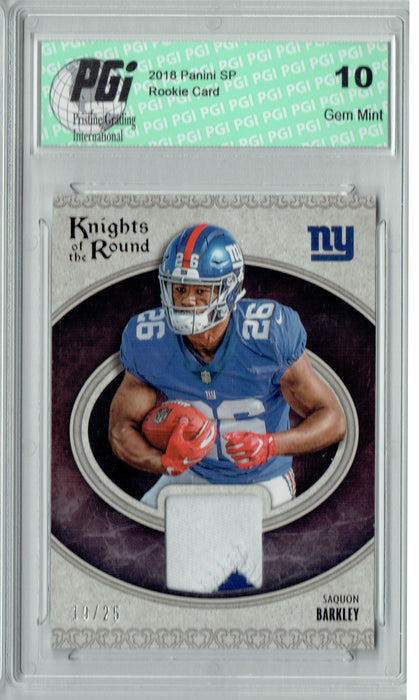 Saquon Barkley 2018 Panini #KR-SB Knights #19/25 Patch Rookie Card PGI 10