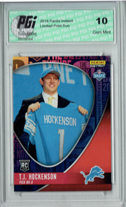 T.J. Hockenson 2019 Panini Instant #DN8 Draft Night 1 of 107 Rookie Card PGI 10