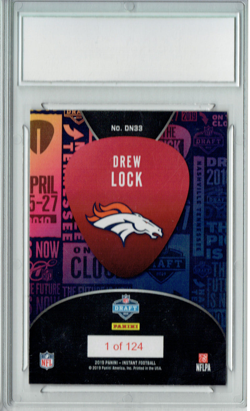 Drew Lock 2019 Panini Instant #DN33 Draft Night 1 of 124 Rookie Card PGI 10
