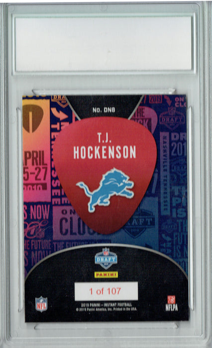 T.J. Hockenson 2019 Panini Instant #DN8 Draft Night 1 of 107 Rookie Card PGI 10