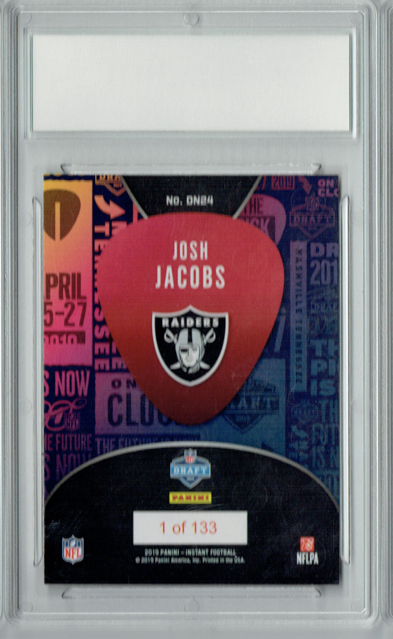 Josh Jacobs 2019 Panini Instant #DN24 Draft Night 1 of 133 Rookie Card PGI 10