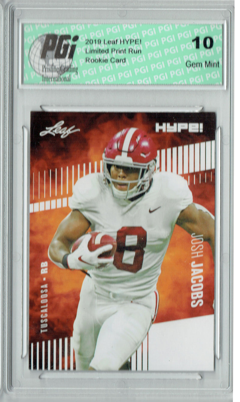Josh Jacobs Rookie Card Las Vegas PGI 10 Gem Mint Football Trading Card 2019 Leaf Hype #21 Only 5000 Made