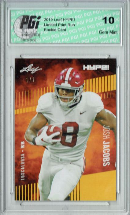 Josh Jacobs 2019 Leaf HYPE! #21 Gold Blank Back 1 of 1 Rookie Card PGI 10