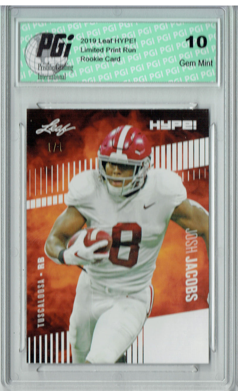 Josh Jacobs Rookie Card Las Vegas PGI 10 Gem Mint Football Trading Card 2019 Leaf HYPE! #21 White Blank Back 1 of 1