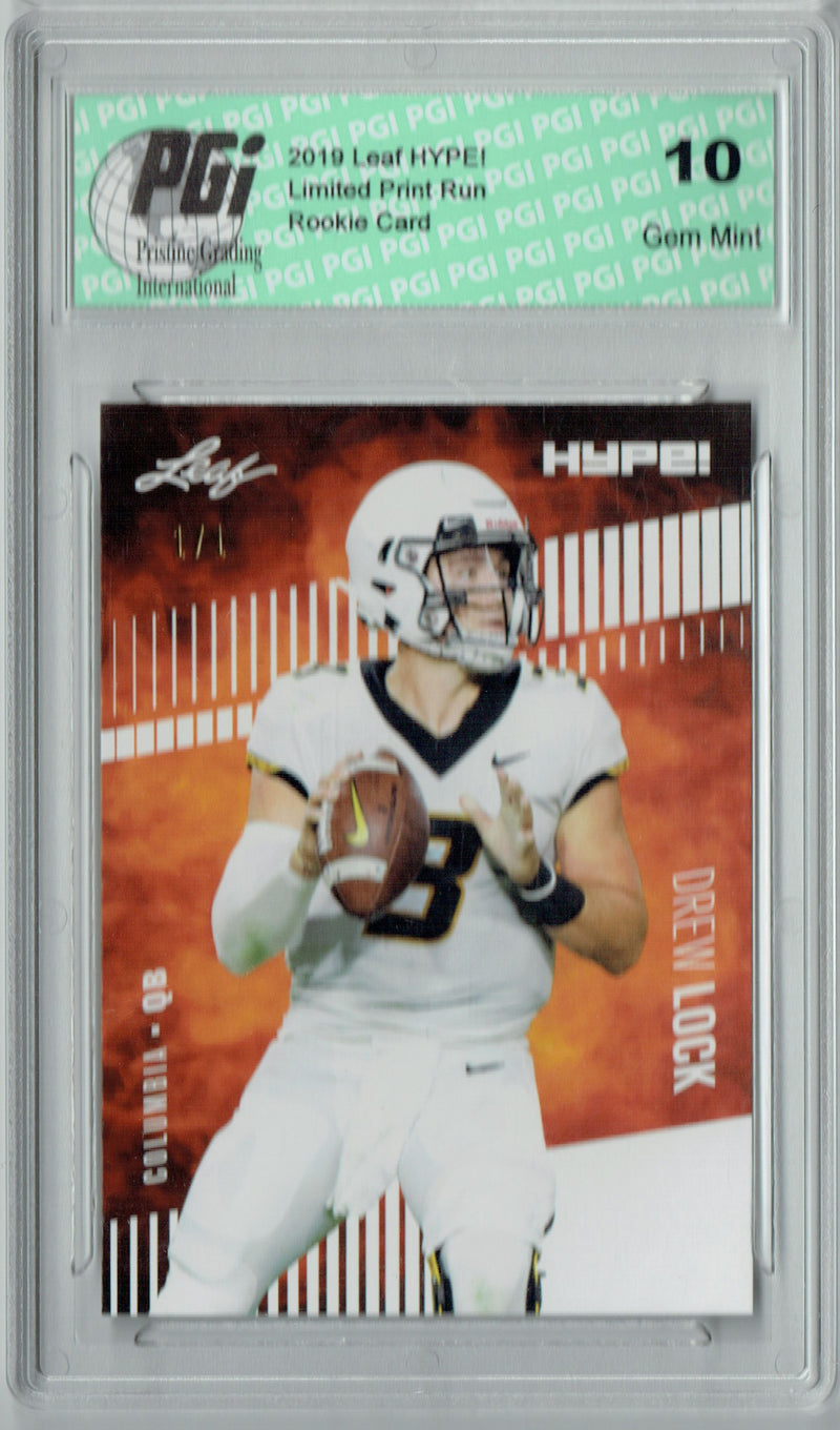 Drew Lock Rookie Card Denver PGI 10 Gem Mint Football Trading Card 2019 Leaf HYPE! #19 White Blank Back 1 of 1