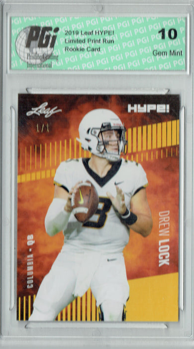 Drew Lock 2019 Leaf HYPE! #19 Gold Blank Back 1 of 1 Rookie Card PGI 10