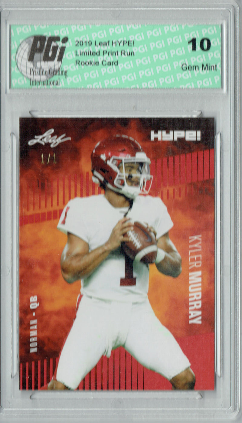 Kyler Murray Rookie Card Arizona PGI 10 Gem Mint Football Trading Card 2019 Leaf HYPE! #22A Red Blank Back 1 of 1