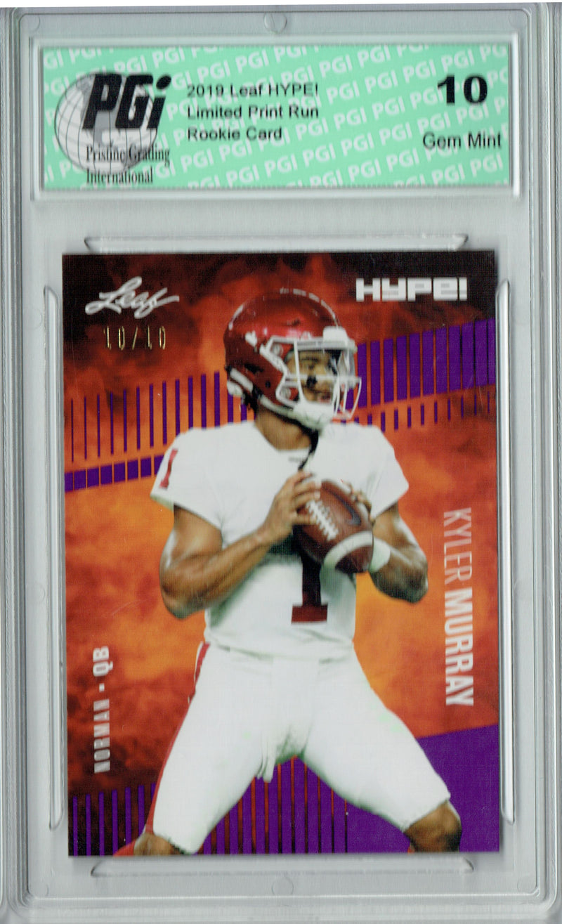 Kyler Murray Rookie Card Arizona PGI 10 Gem Mint Football Trading Card 2019 Leaf HYPE! #22A Purple SP, Just 10 Made