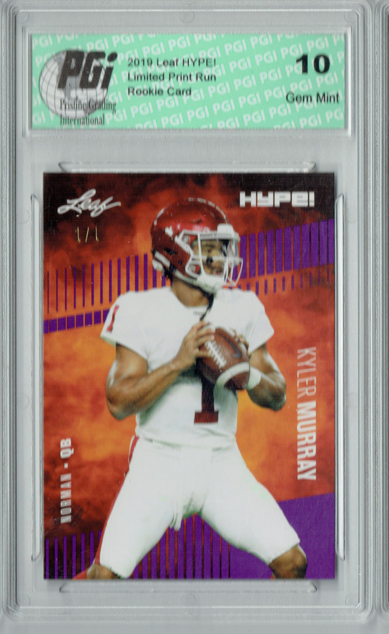 Kyler Murray Rookie Card Arizona PGI 10 Gem Mint Football Trading Card 2019 Leaf HYPE! #22A Purple Blank Back 1 of 1