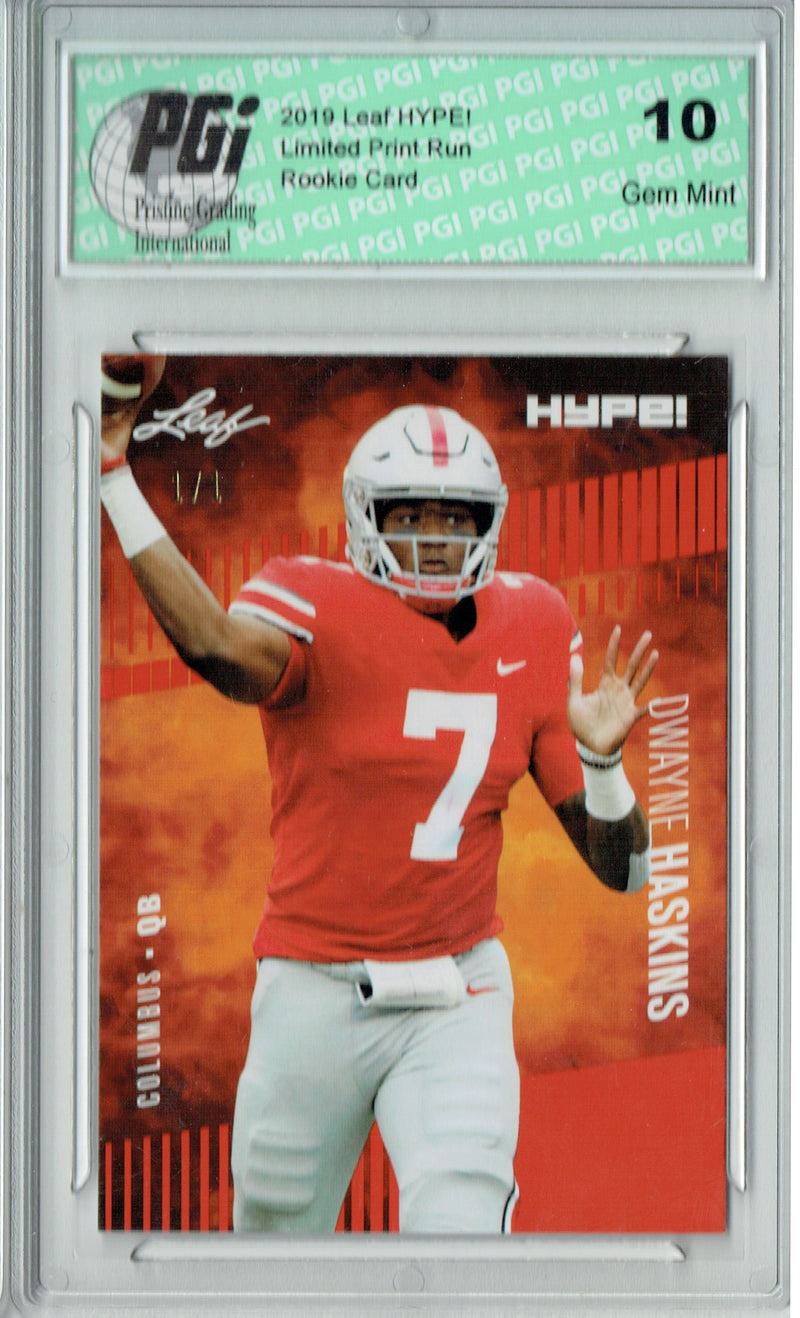 Dwayne Haskins Rookie Card Washington PGI 10 Gem Mint Football Trading Card 2019 Leaf HYPE! #20A Orange Blank Back 1 of 1