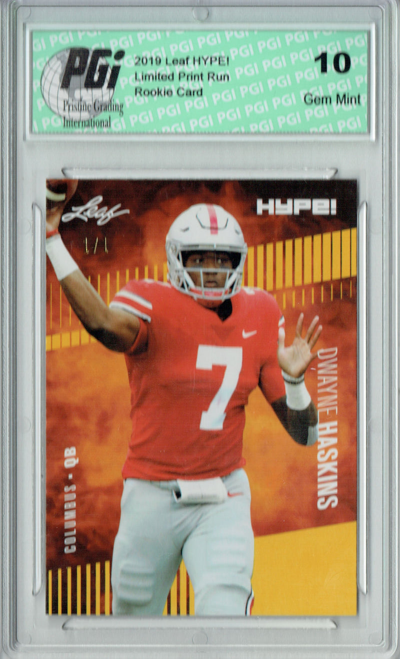 Dwayne Haskins Rookie Card Washington PGI 10 Gem Mint Football Trading Card 2019 Leaf HYPE! #20A Gold Blank Back 1 of 1